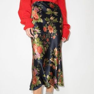 Reformation Pratt Silk Midi Skirt Size 0